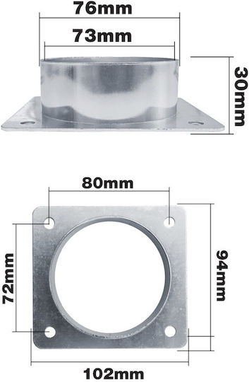 Simoni Racing Adapter Auto für quadratisches Filtergehäuse Φ76 102x94mm