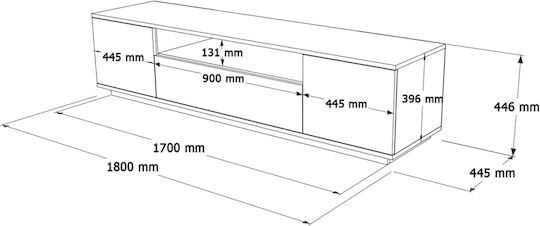 Έπιπλο Τηλεόρασης Πεύκο Μ180xΠ44xΥ44cm