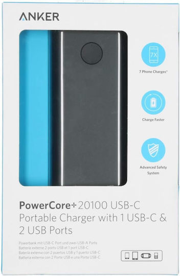 Anker PowerCore+ 20100mAh με 2 Θύρες USB-A και Θύρα USB-C Μαύρο