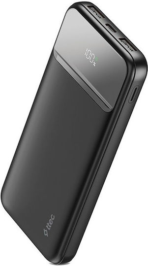 TTEC ReCharger LCD Power Bank 10000mAh 20W με 2 Θύρες USB-A και Θύρα USB-C Power Delivery Μαύρο