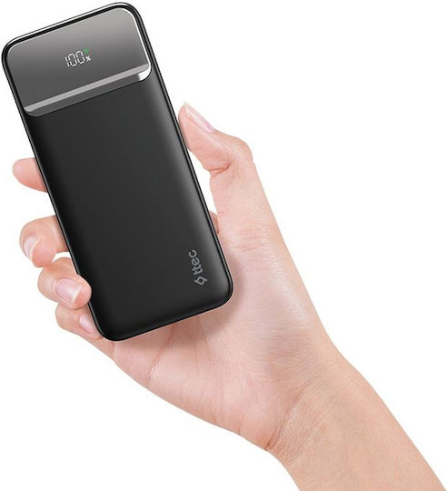 TTEC ReCharger LCD Power Bank 10000mAh 20W με 2 Θύρες USB-A και Θύρα USB-C Power Delivery Μαύρο