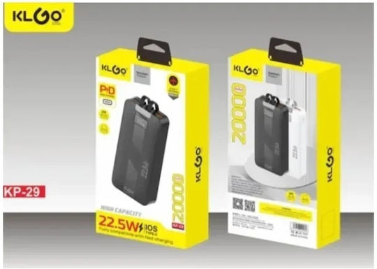 KLGO KP-29 Power Bank 20000mAh Μαύρο