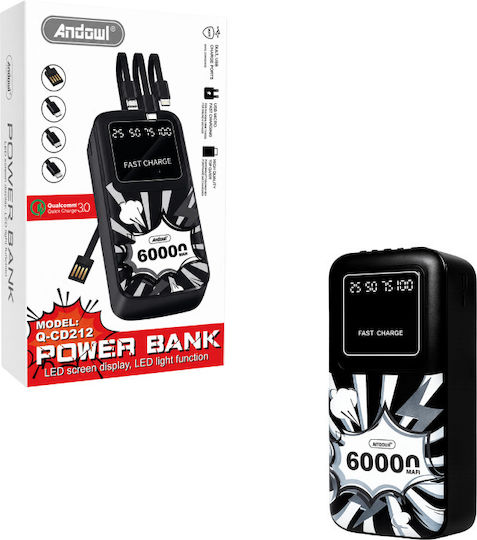 Andowl Q-CD212 Външна Батерия 60000mAh 222W Черен