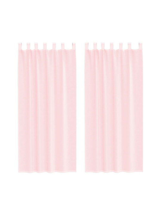 vidaXL Set Perdele de Fereastră cu Bretele Roz Deschis 140x225cm