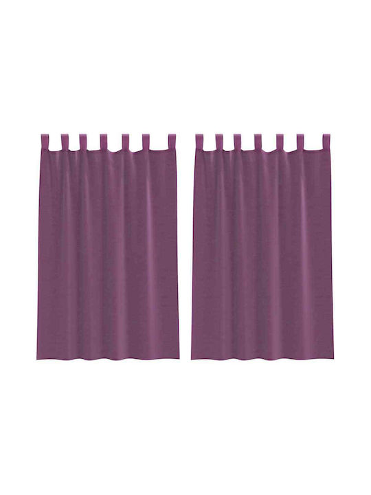 vidaXL Set Curtains Window with Tab Tops Purple 140x175cm