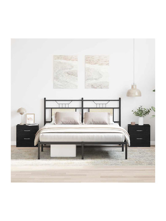 Wooden Black Bedside Tables 2 Pieces 40x30x40cm