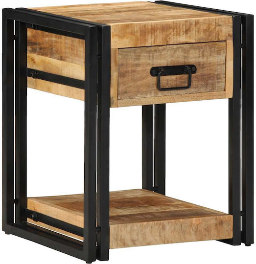 Bedside Tables Made of Solid Wood and Glass Brown 2 Pieces 40x40x50cm