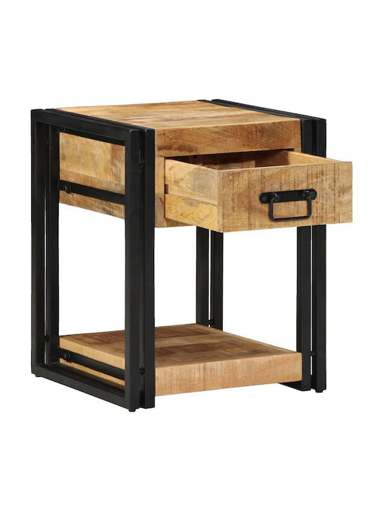 Bedside Tables Made of Solid Wood and Glass Brown 2 Pieces 40x40x50cm
