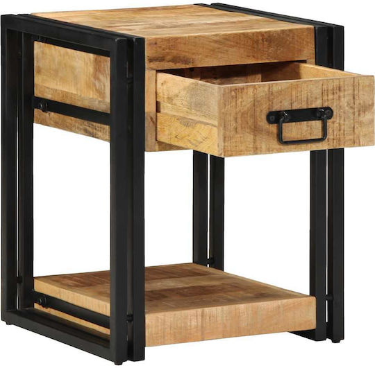 Bedside Tables Made of Solid Wood and Glass Brown 2 Pieces 40x40x50cm