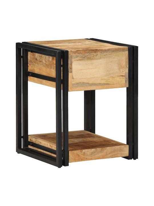 Bedside Tables Made of Solid Wood and Glass Brown 2 Pieces 40x40x50cm