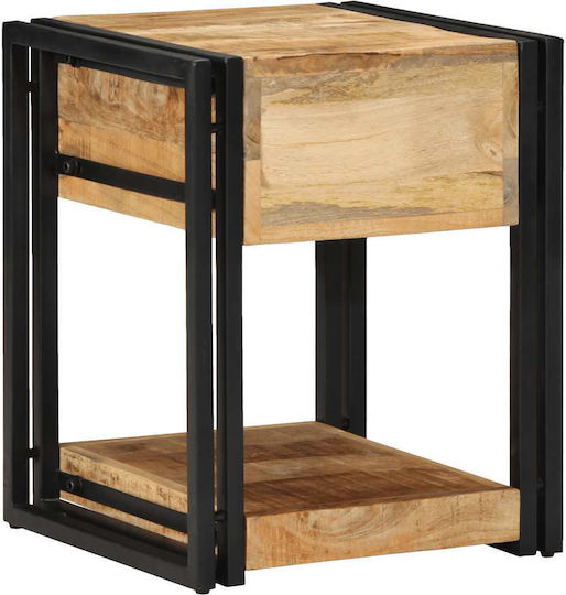 Bedside Tables Made of Solid Wood and Glass Brown 2 Pieces 40x40x50cm