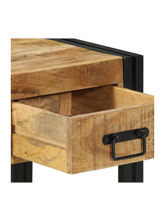 Metal Bedside Table with Brown Glass Surface 40x40x50cm