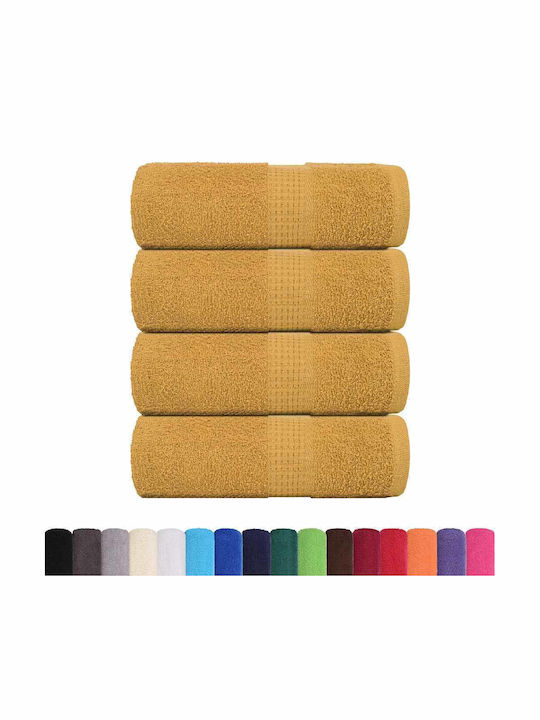 vidaXL Face Towel Gold 4 Pieces