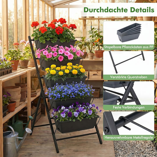 Costway Metal Planter Box Black 115x71x57cm