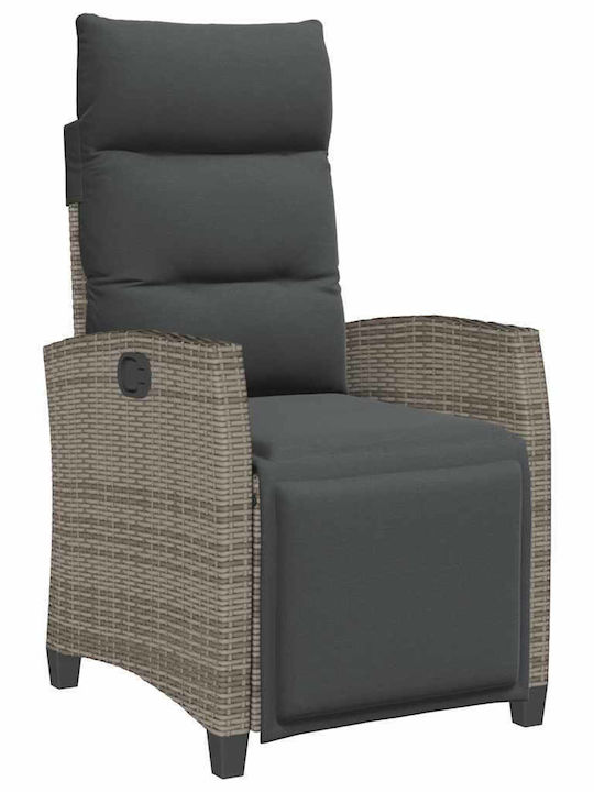 Outdoor Chair Rattan Gray with Cushion