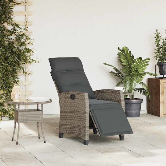 Outdoor Chair Rattan Gray with Cushion
