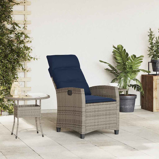 vidaXL Outdoor Rattan Armchair Gray with Cushion 30x25cm