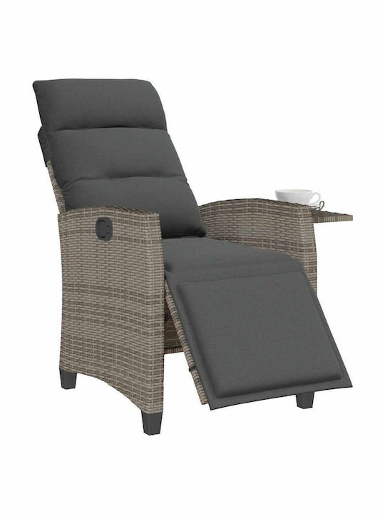 Outdoor Chair Rattan Gray with Cushion