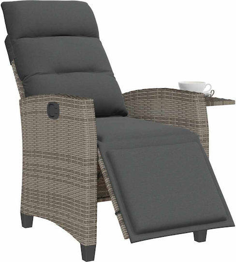 Outdoor Chair Rattan Gray with Cushion