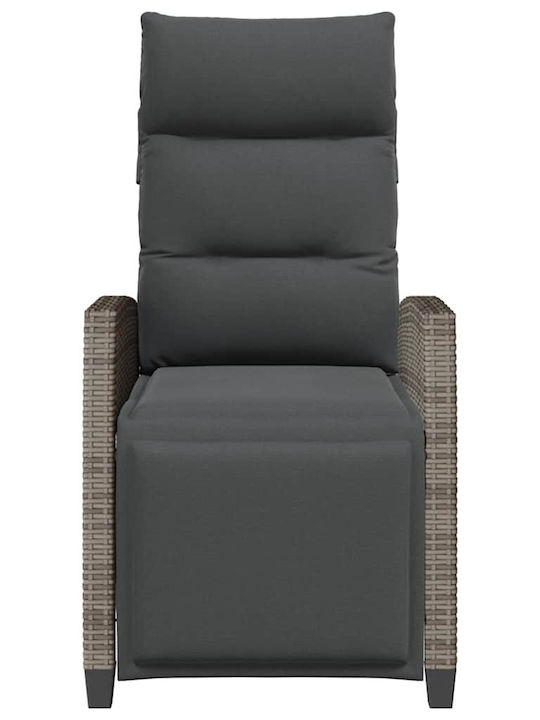 Outdoor Chair Rattan Gray with Cushion