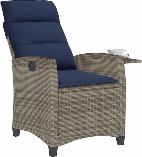 vidaXL Outdoor Rattan Armchair Gray with Cushion 30x25cm