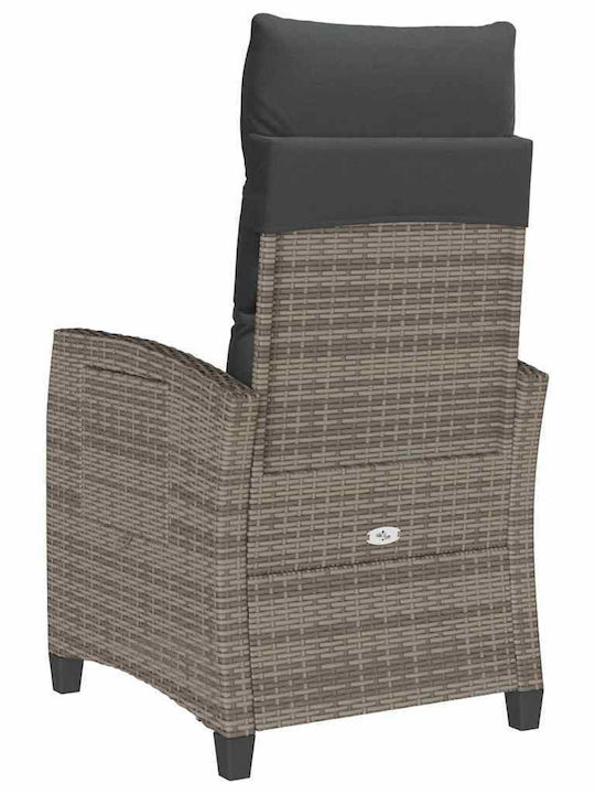 Outdoor Chair Rattan Gray with Cushion