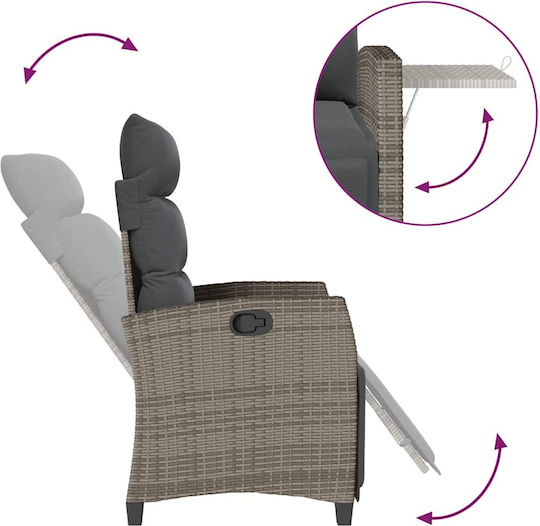 Outdoor Chair Rattan Gray with Cushion