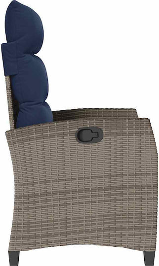 vidaXL Outdoor Rattan Armchair Gray with Cushion 30x25cm