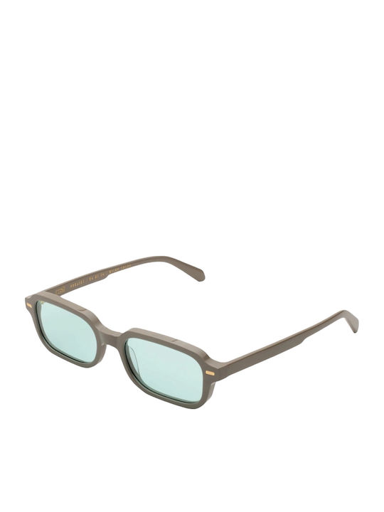 Gast Voce Unisex Sunglasses With Green Horn-Rimmed Frame And Green Lens