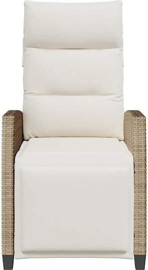 Outdoor Chair Rattan Beige with Cushion