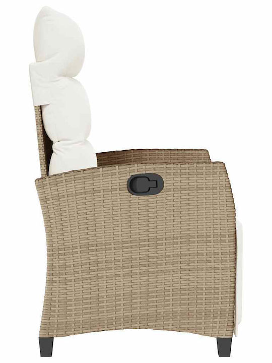 Fotoliu De Exterior Din Rattan Bej Cu Pernă