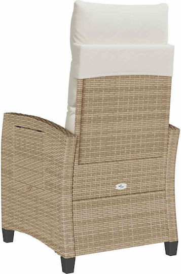 Outdoor Chair Rattan Beige with Cushion