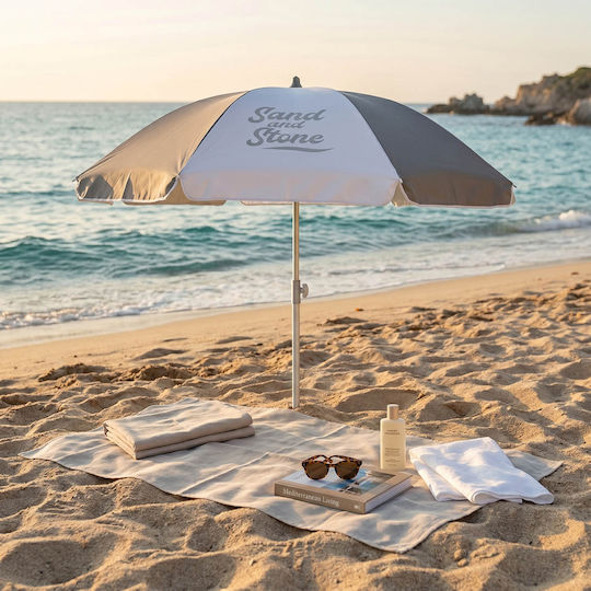 Sand & Stone Folding Beach Umbrella Diameter 1.6m Gray