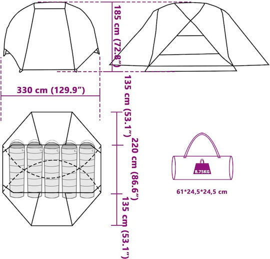 vidaXL Fishing Tent for 5 People