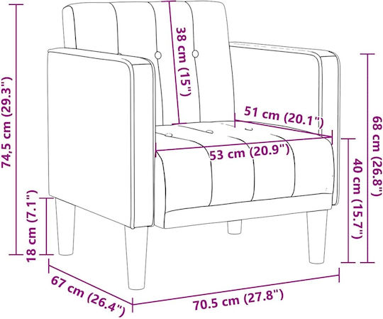 Sessel Aus Samt Blau 70.5x67x74.5cm