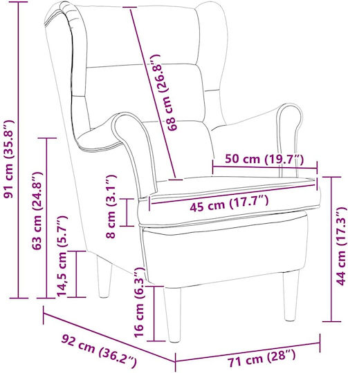 Armchair Dark Yellow 74x84x100cm