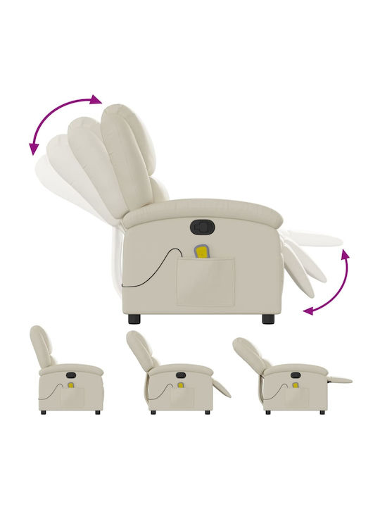 Πολυθρόνα Relax Massage από Δερματίνη Κρεμ 71x86.5x99.5cm