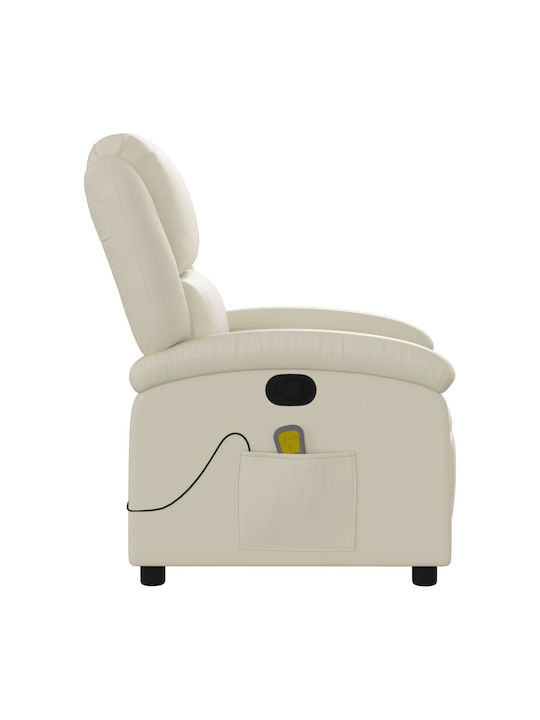 Πολυθρόνα Relax Massage από Δερματίνη Κρεμ 71x86.5x99.5cm