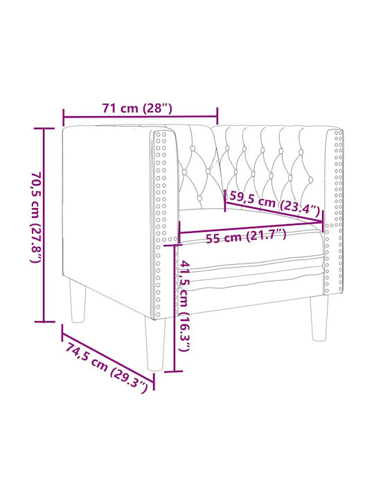 Sessel Aus Samt Gelb 71x74.5x70.5cm