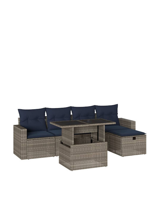 vidaXL Garden & Outdoor Furniture Set Living Room 6 Pieces Gray with Pillows