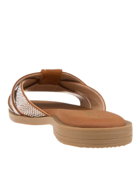 Damen Flache Sandalen Braun
