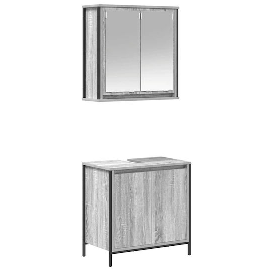 vidaXL Πάγκος χωρίς Νιπτήρα με Καθρέπτη Μ60xΒ34.5xΥ60cm Γκρι