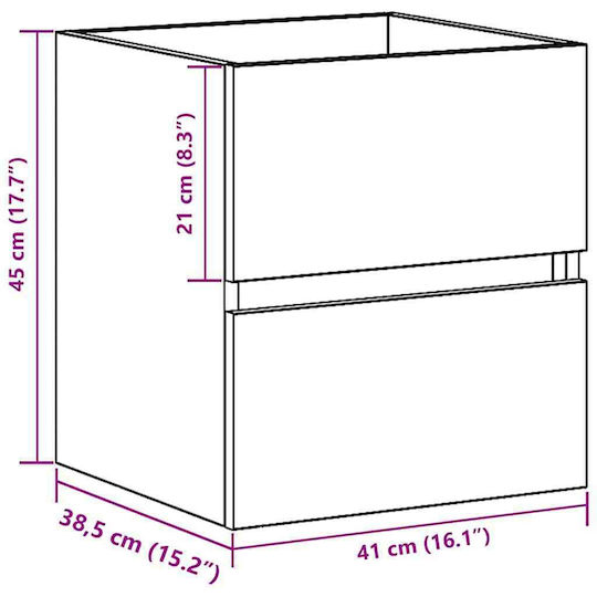 vidaXL Bench Without Sink M41xL38.5xH45cm Artisan Oak