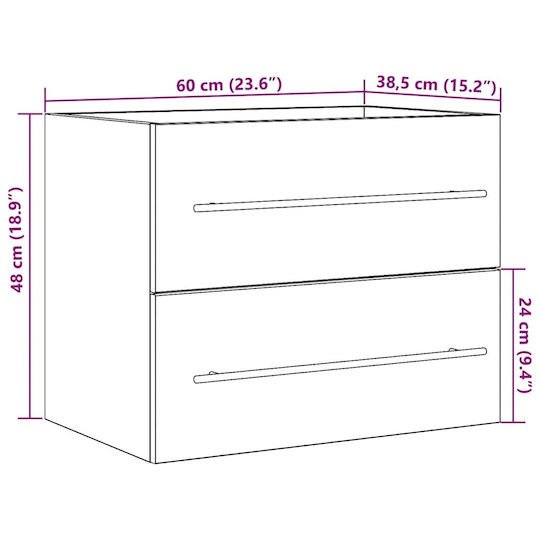 vidaXL Bench Without Sink M60xD38.5xH48cm Old Wood