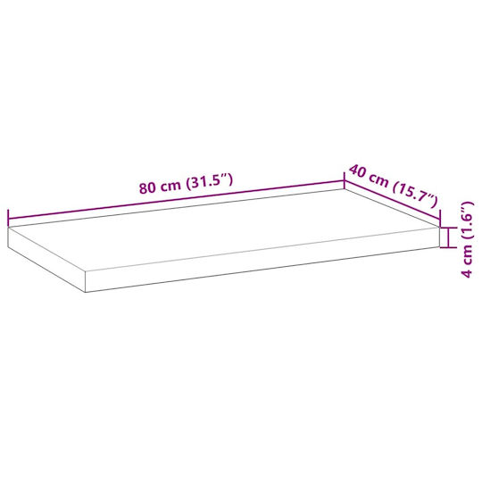 vidaXL Плот Без Мивка М80xД40xВ4см Акация