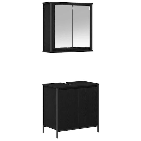 vidaXL Πάγκος χωρίς Νιπτήρα με Καθρέπτη Μ60xΒ34.5xΥ60cm Μαύρη Δρυ