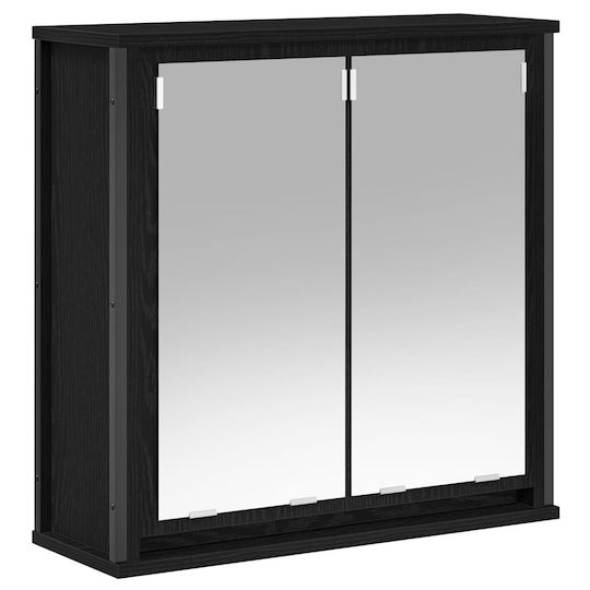 vidaXL Badezimmer Waschtisch-Einheit Ohne Waschbecken Mit Spiegel M60xB34.5xH60cm Schwarze Eiche