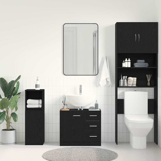 vidaXL Плот Без Мивка 63x30x54см Черен Дъб