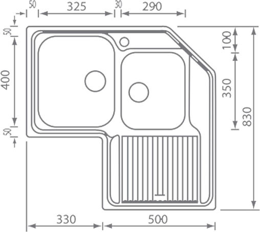 Sanitec Zenith 11298 Ένθετος Γωνιακός Inox Σαγρέ Μ83xΠ83cm