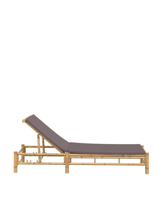 Bambus Garten- und Pool-Liegestuhl mit Grauem Kissen 199x55x30cm